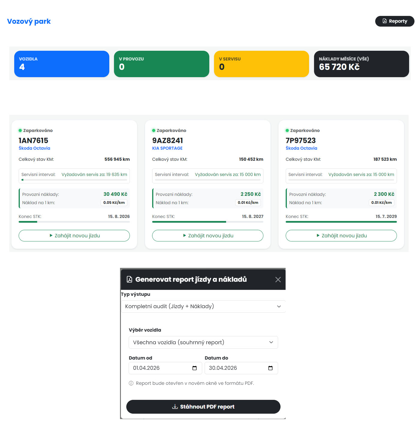 Správa vozového parku a evidence vozidel